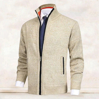 SABER | CARDIGAN WITH STAND COLLAR AND ZIPPER