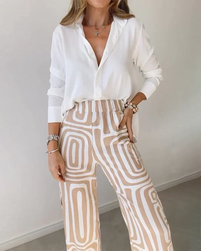 ARIA - ELEGANT SHIRT AND WIDE LEG TROUSER SET